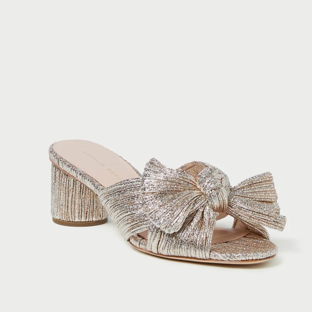 Loeffler Randall Emilia Champagne Pleated Bow Heel